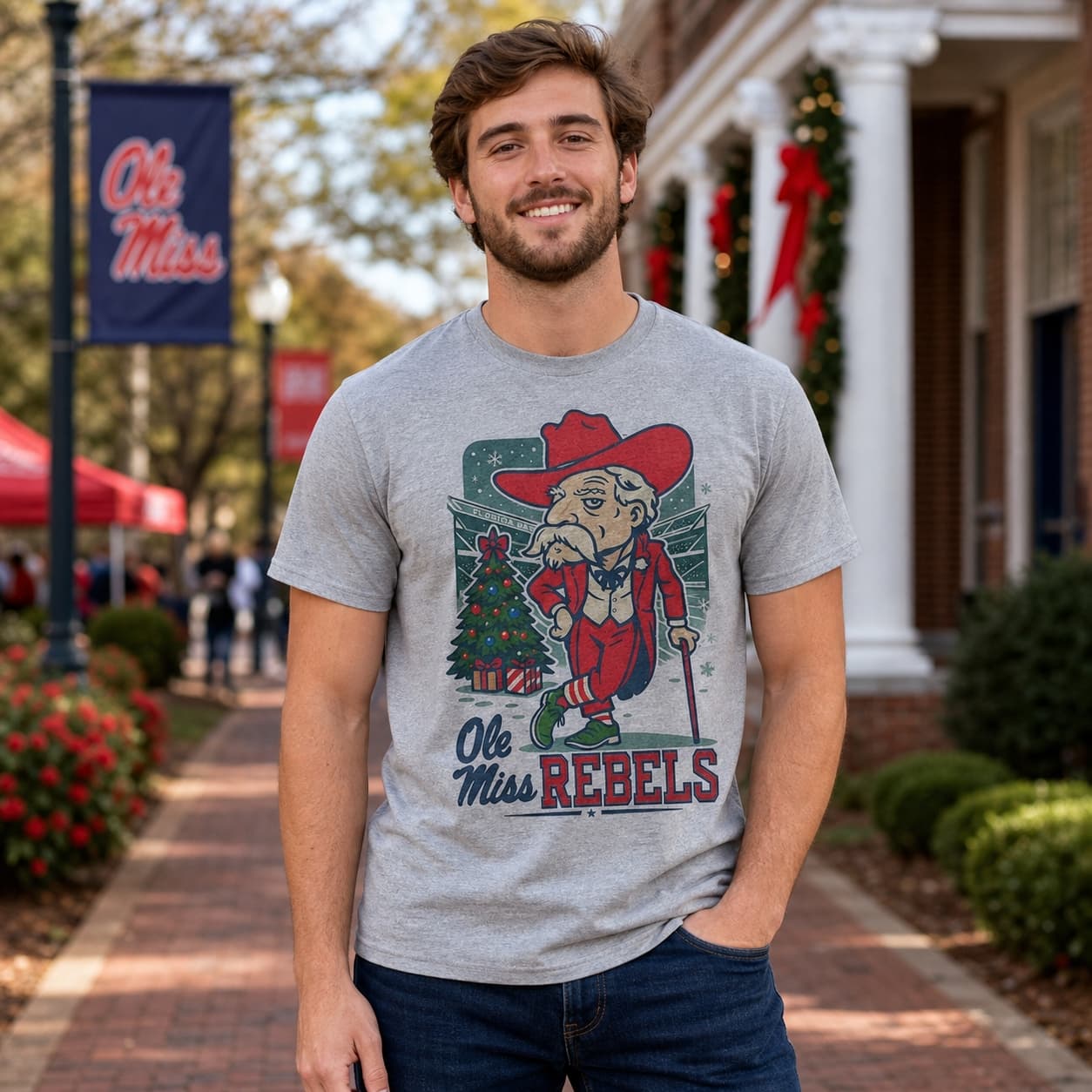 Ole Miss Rebels Holiday Exclusive Retro Football Artwork Shirt
