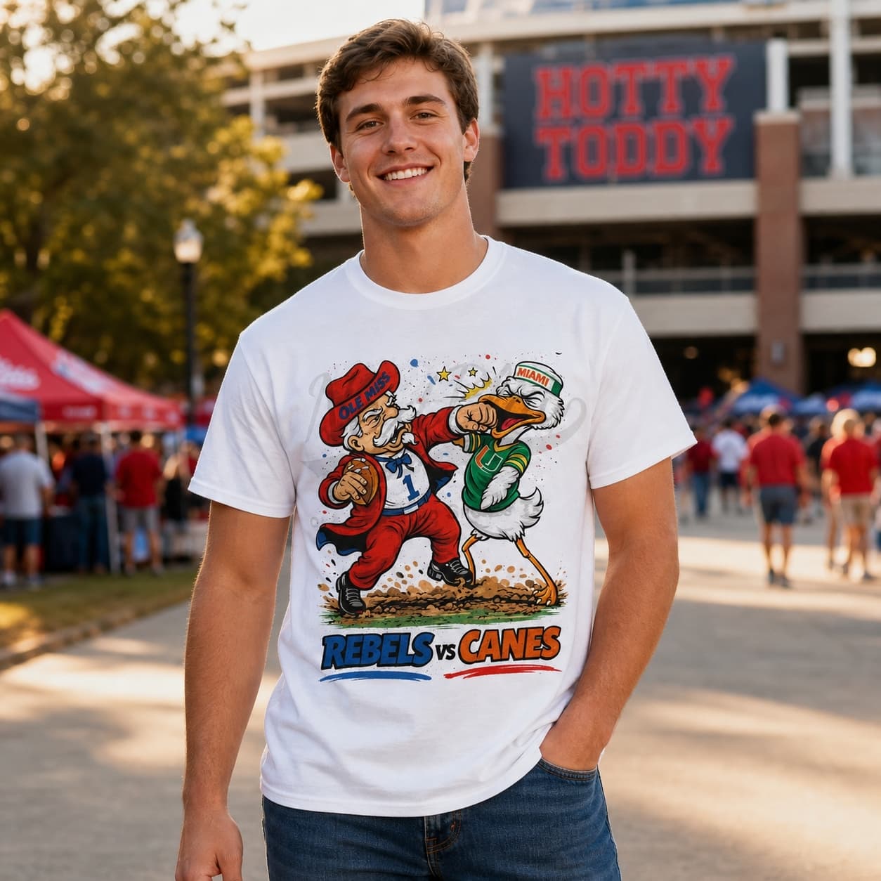 Ole Miss Rebels vs. Miami Hurricanes Playoff Rivals Football Sublimated T-Shirt