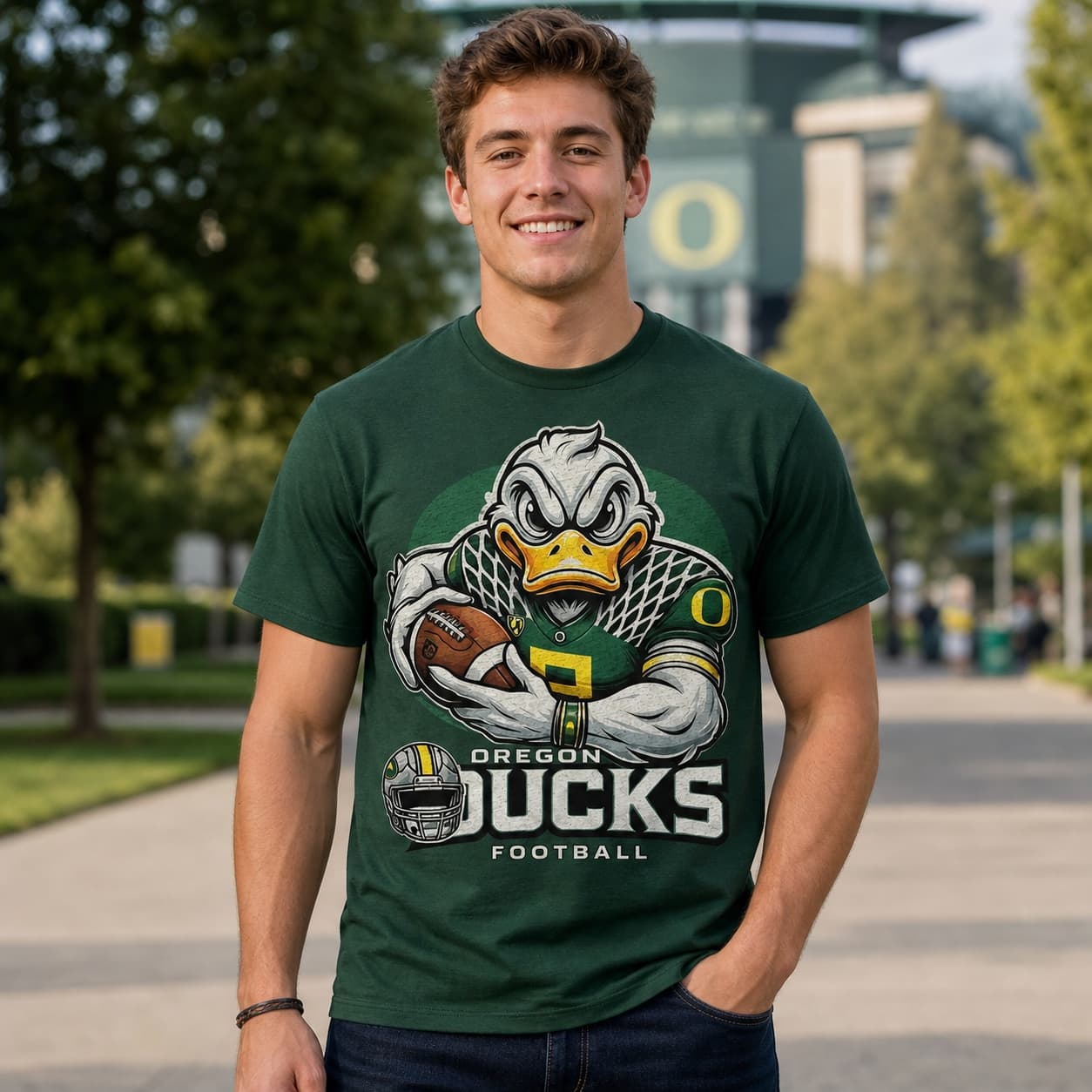 Oregon Ducks Retro Football Mean Mug Artwork Shirt