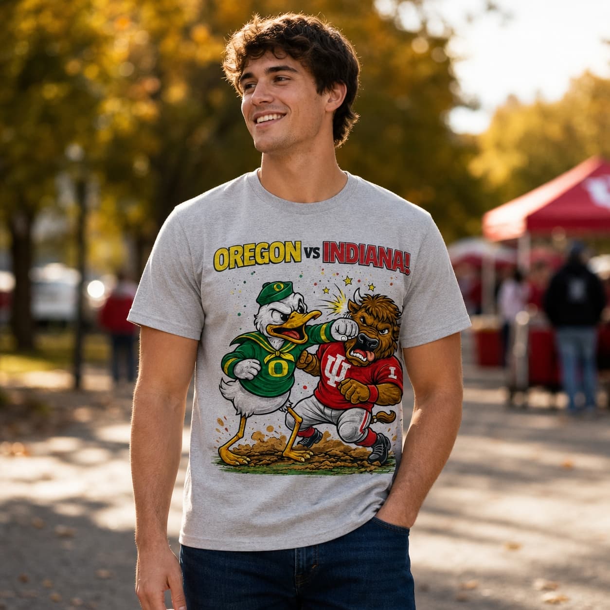 Oregon Ducks vs. Indiana Hoosiers Playoff Rivals Football T-Shirt