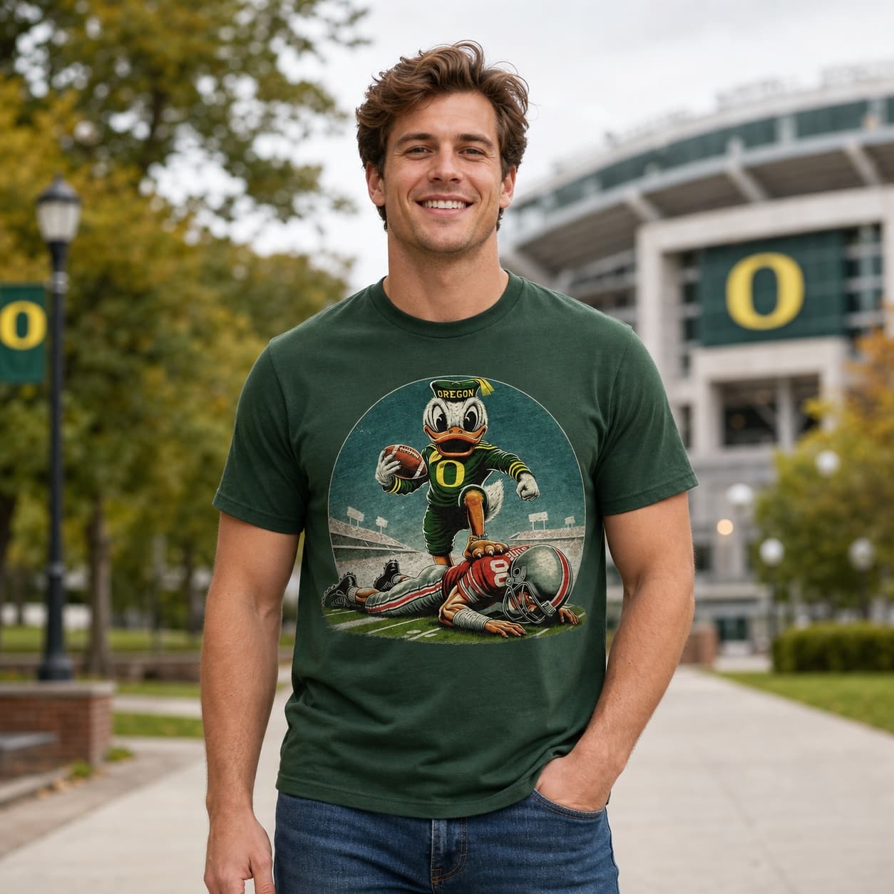 Oregon Ducks vs. Ohio State Buckeyes Retro Rivalries Football Artwork Shirt