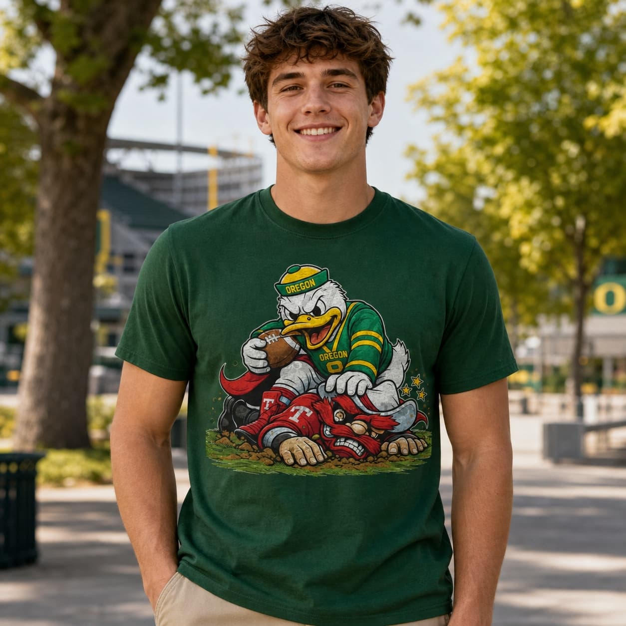 Oregon Ducks vs. Texas Tech Red Raiders Playoffs Retro Rivalries Football Artwork Shirt