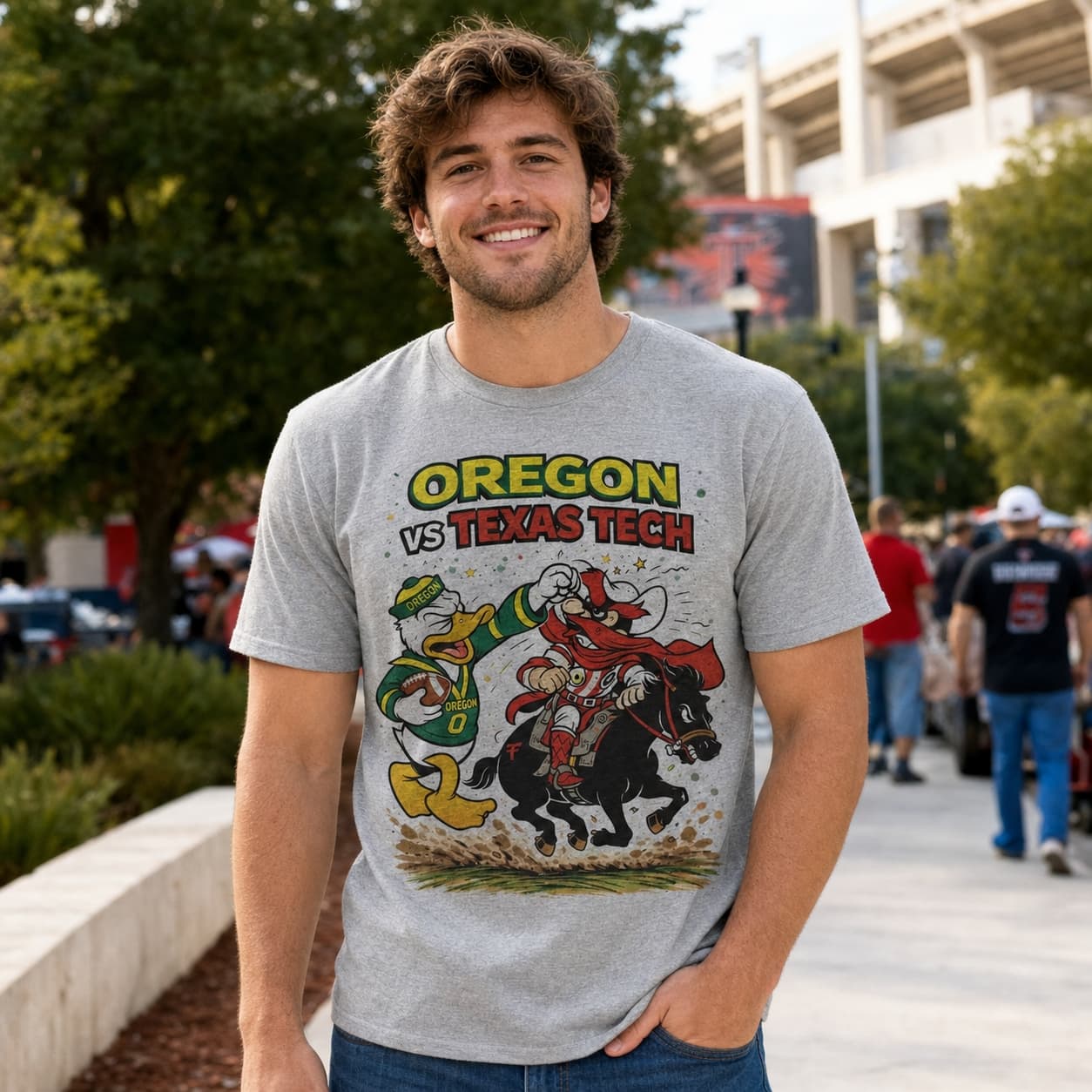 Oregon Ducks vs. Texas Tech Red Raiders Retro Rivalries Football Artwork Shirt