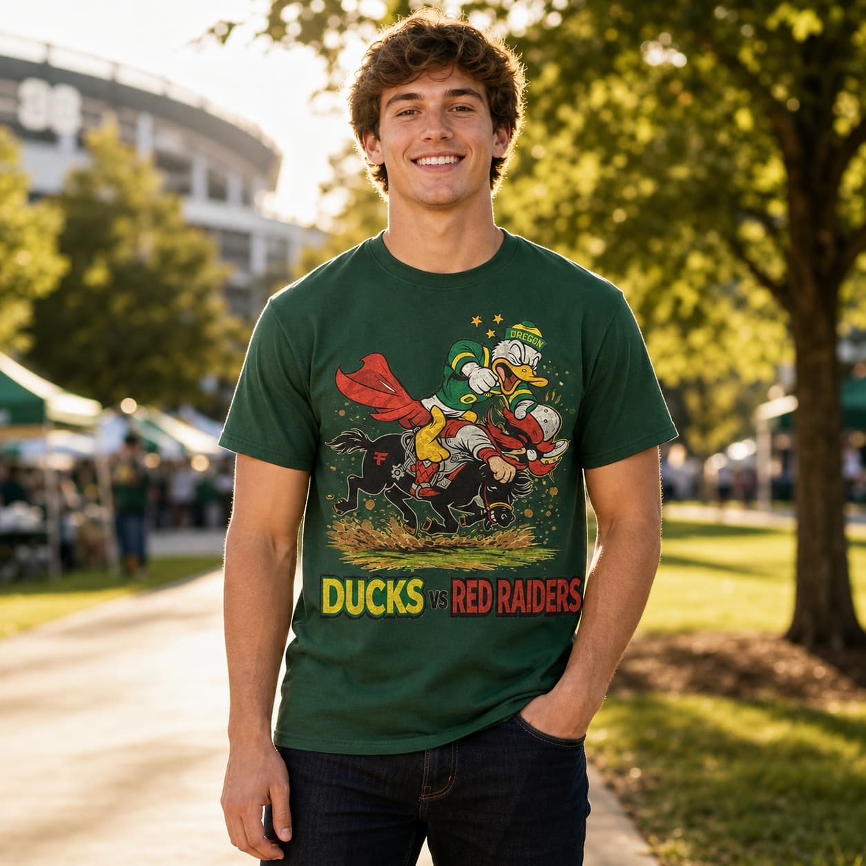 Oregon Ducks vs. Texas Tech Red Raiders Retro Rivalries Playoff Football Artwork Shirt