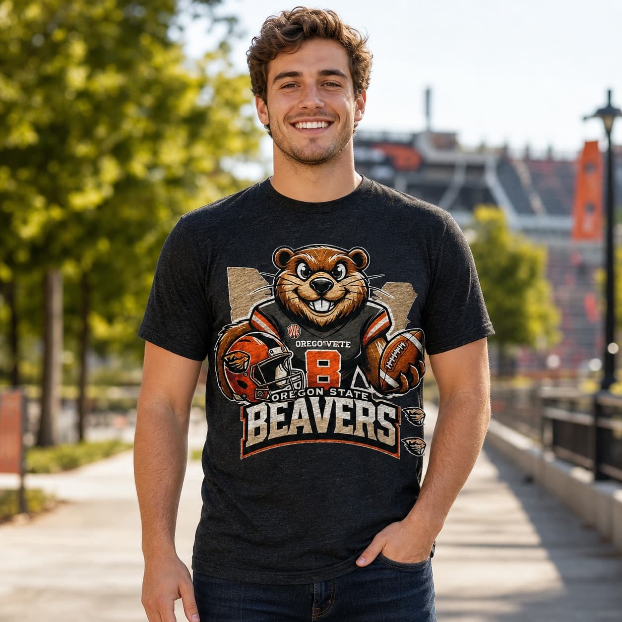 Oregon State Beavers Exclusive Retro Football Artwork Shirt