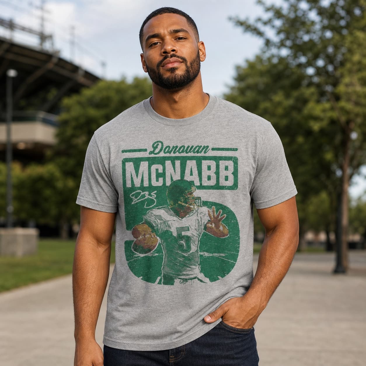 Philadelphia Eagles Donovan McNabb #5 Exclusive Retro Football Artwork Shirt