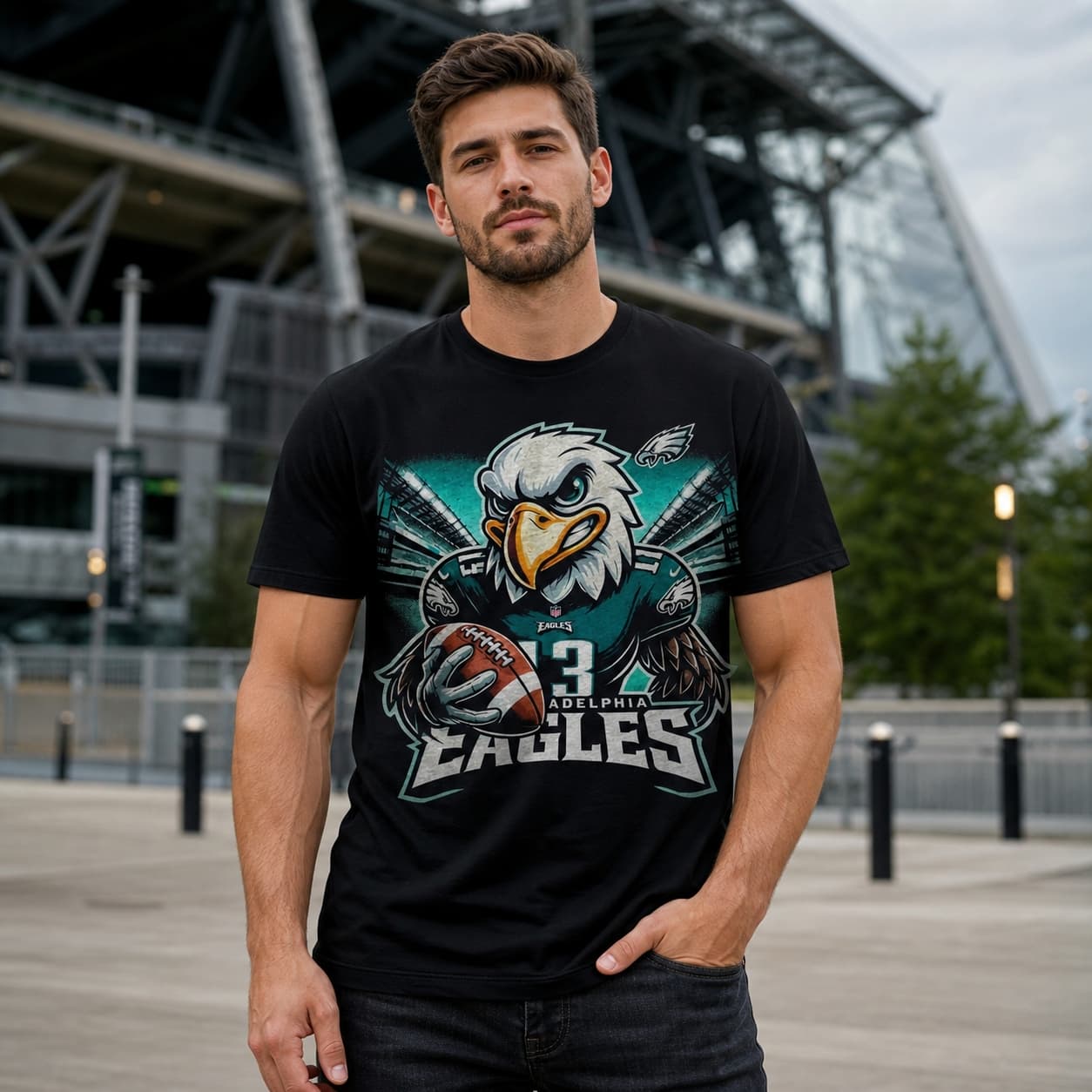 Philadelphia Eagles Exclusive Retro Football Swoop Mascot Artwork Shirt