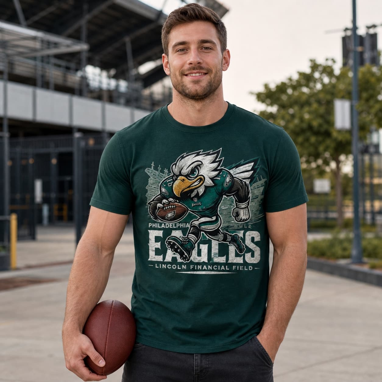 Philadelphia Eagles Exclusive Retro Football TD Swoop Artwork Shirt