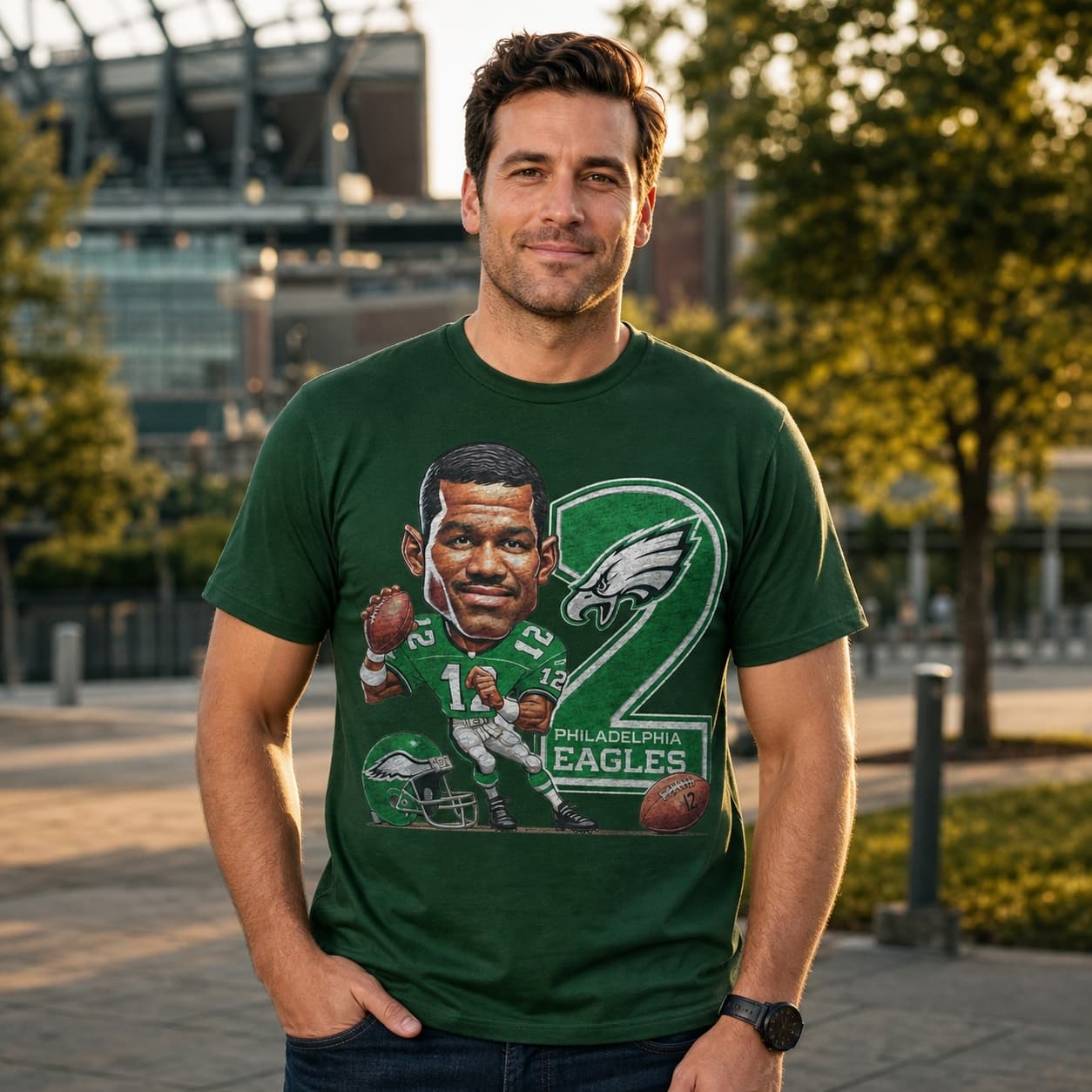 Philadelphia Eagles Randall Cunningham Exclusive Retro Football 1987 Artwork Shirt