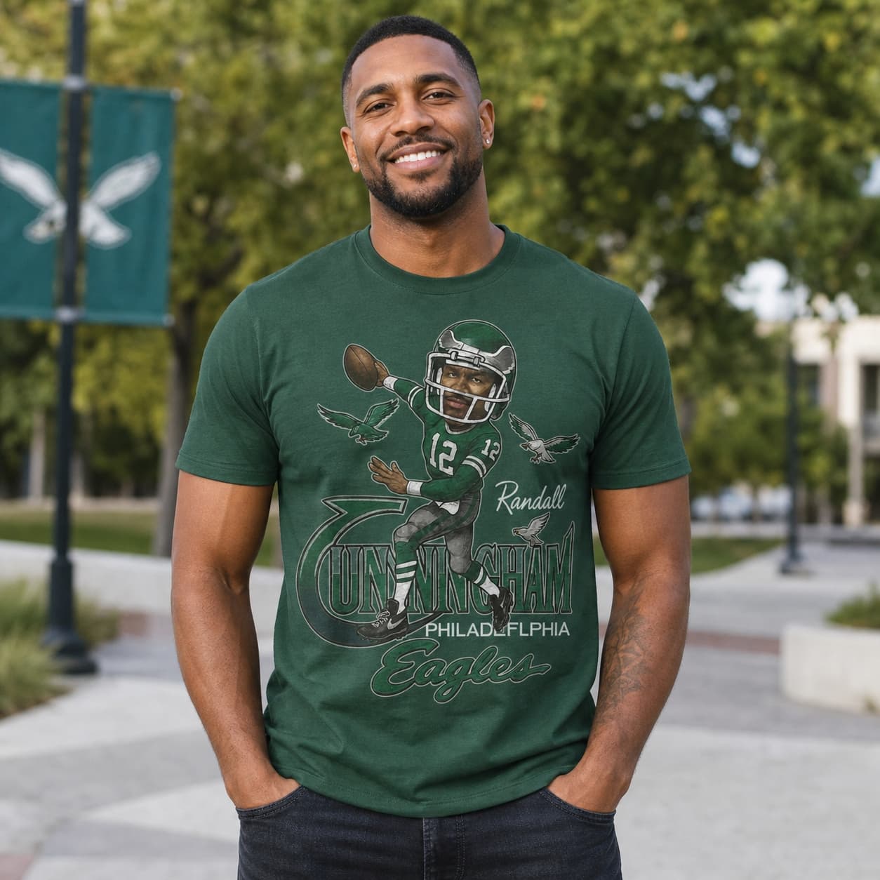 Philadelphia Eagles Randall Cunningham Exclusive Retro Football 1989 Artwork Shirt