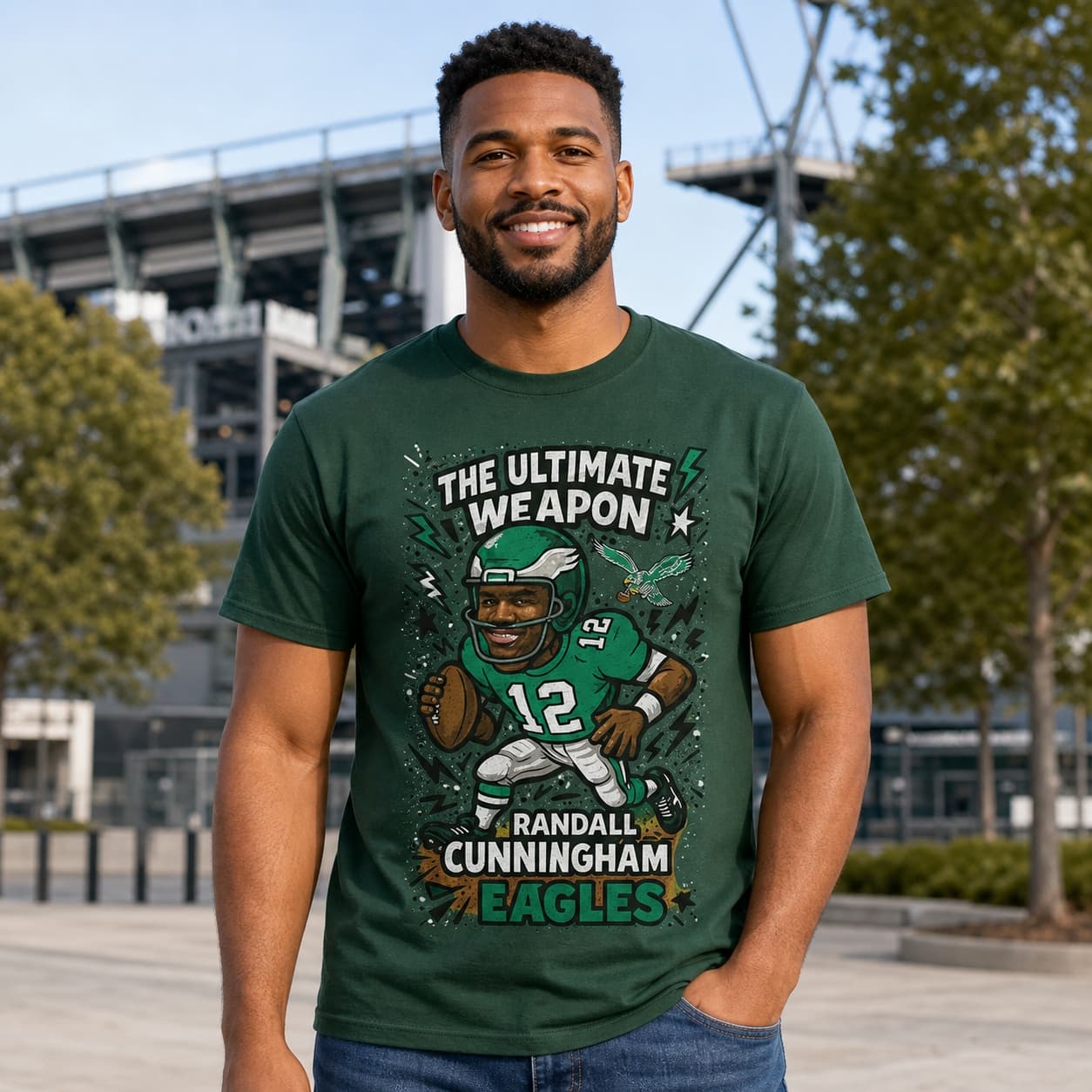 Philadelphia Eagles Randall Cunningham Retro Football Graffiti Artwork Shirt