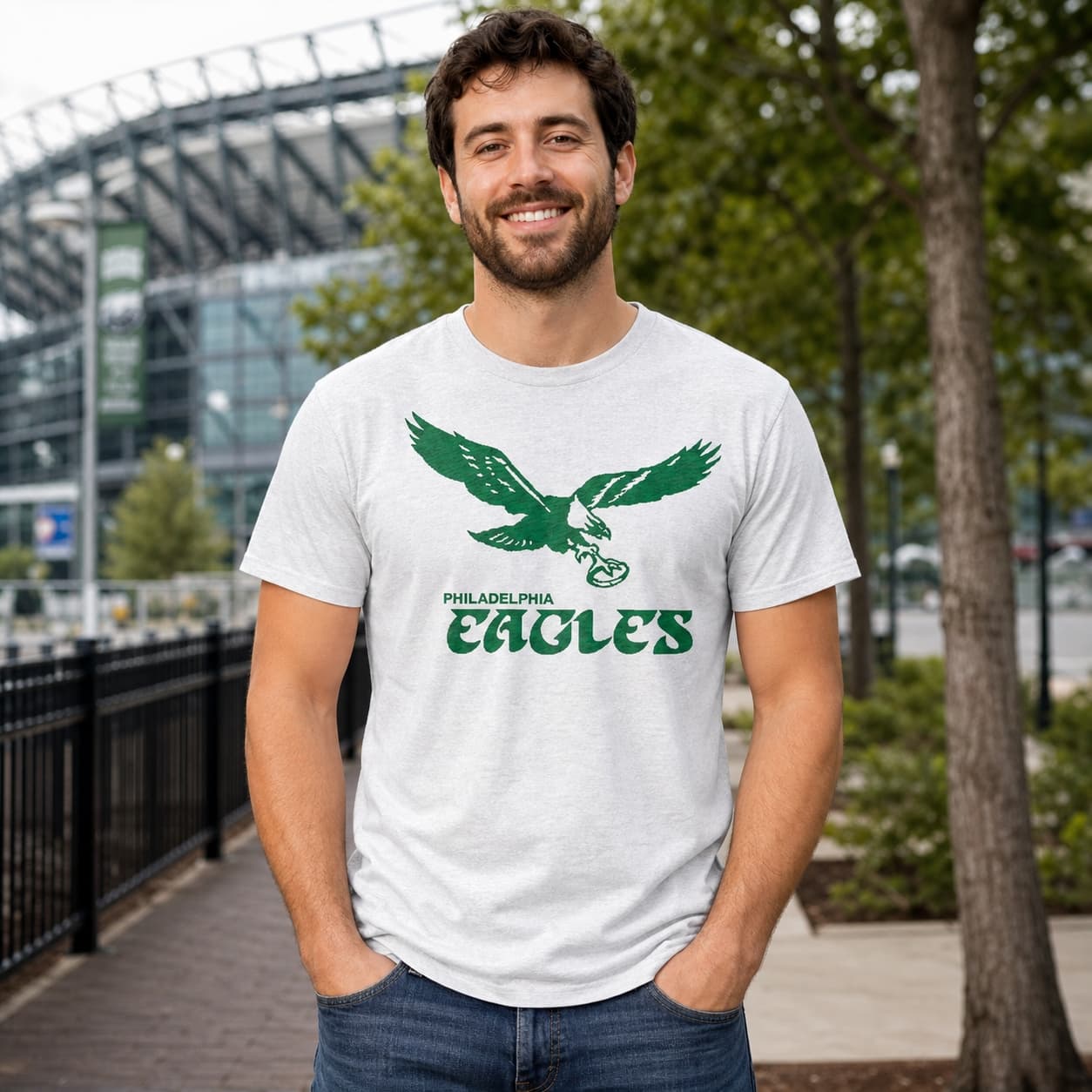 Philadelphia Eagles Retro Football 1973 Artwork Heather T-Shirt