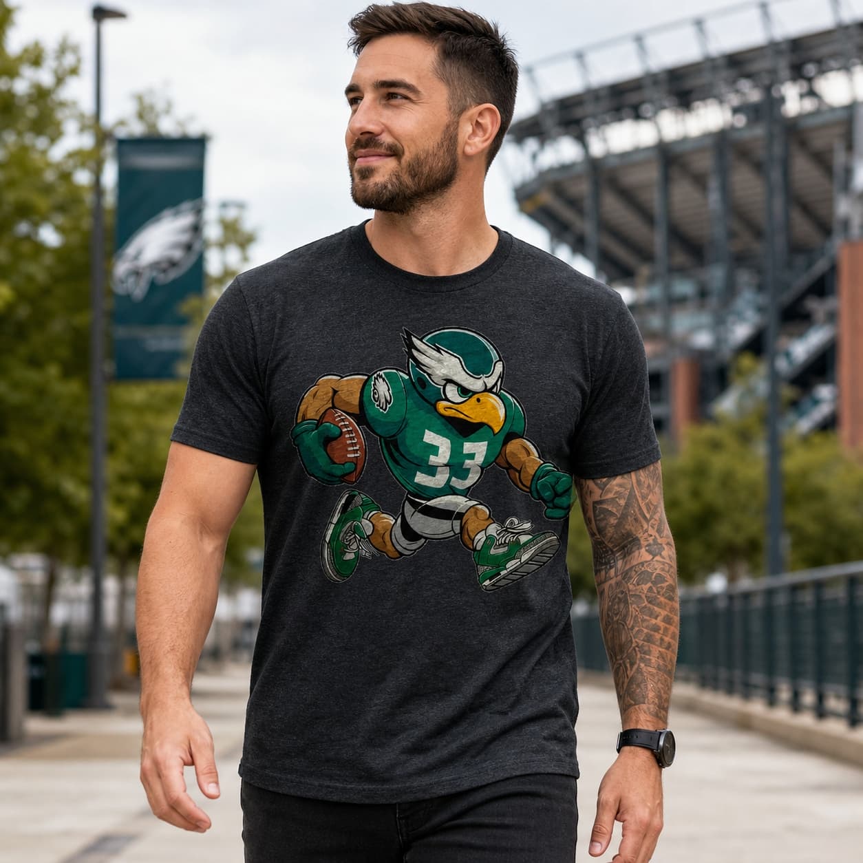 Philadelphia Eagles Retro Football Mascot Artwork Shirt