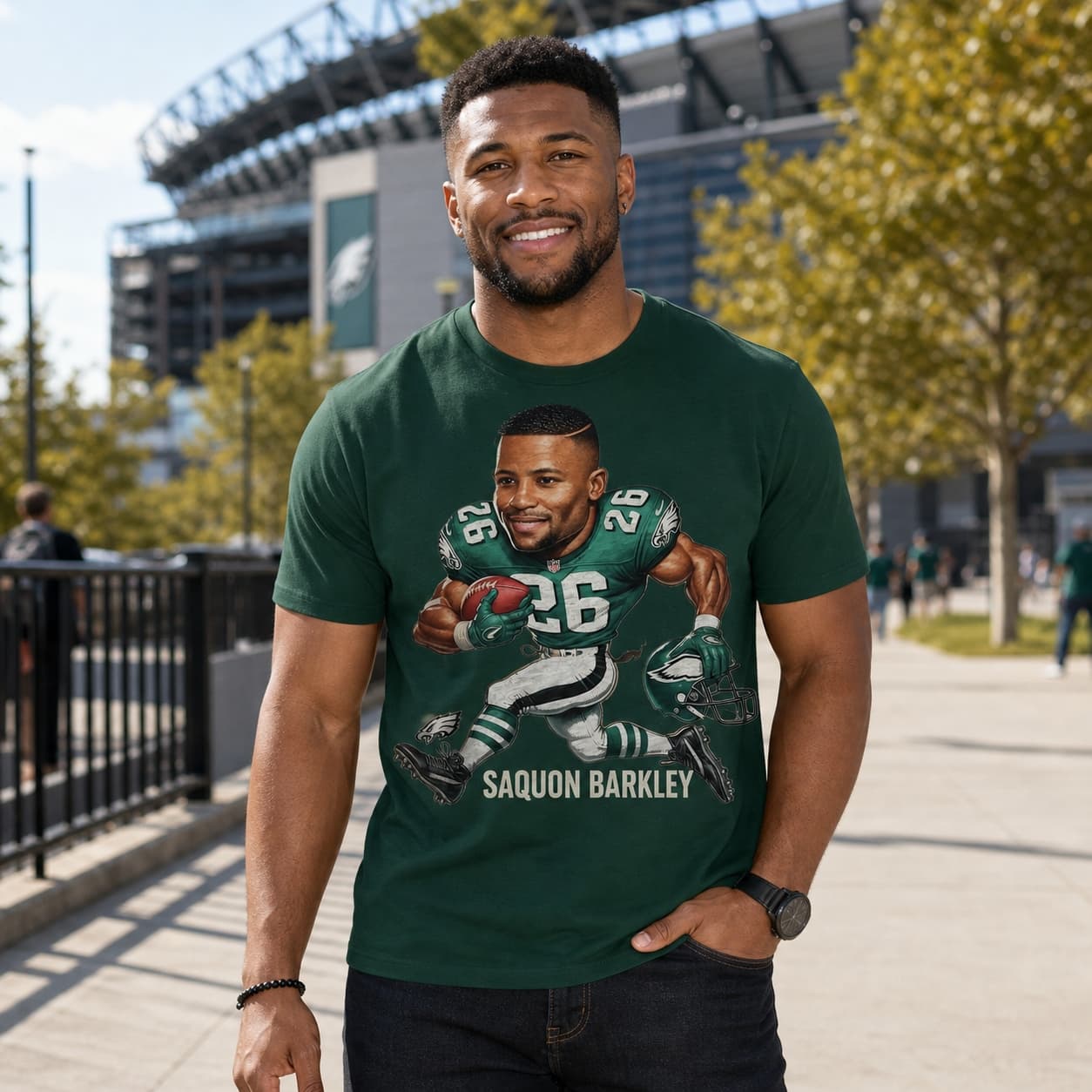 Philadelphia Eagles Saquon Barkley #26 Exclusive Retro Football Artwork Shirt