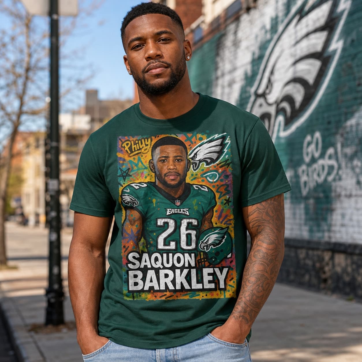 Philadelphia Eagles Saquon Barkley Exclusive Caricature Football Artwork Shirt