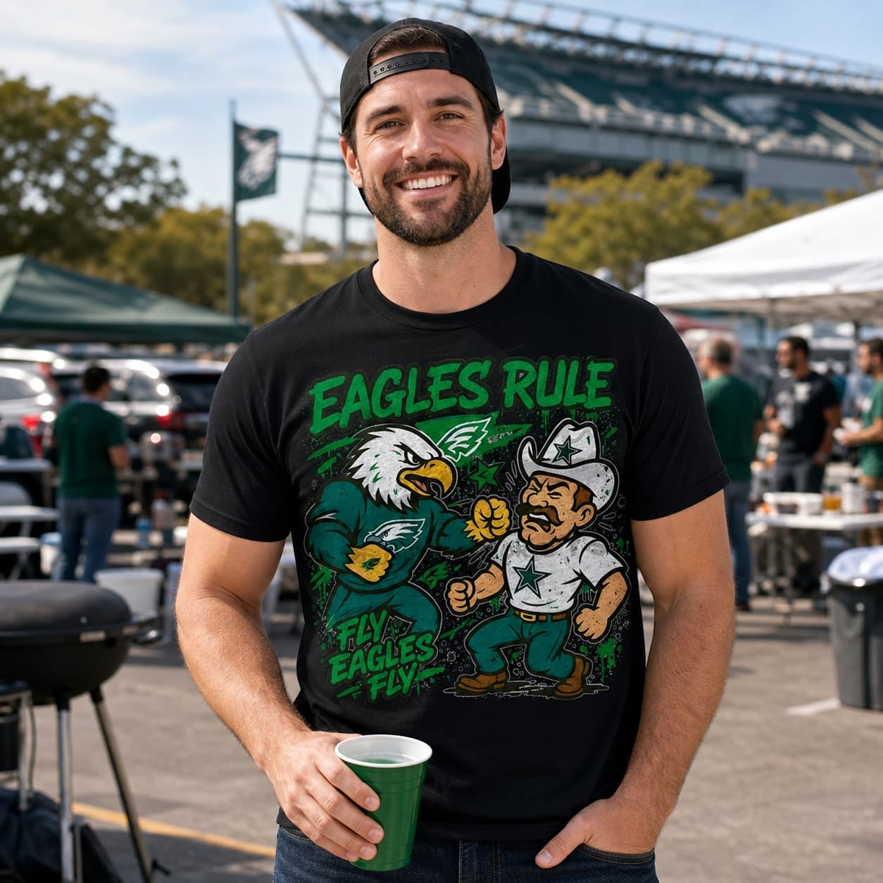 Philadelphia Eagles vs. Dallas Cowboys Exclusive Retro Rivalries Football Fly Artwork Shirt