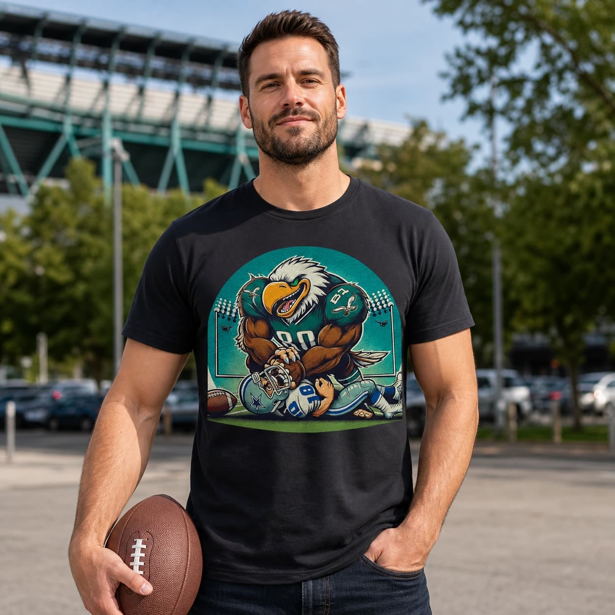 Philadelphia Eagles vs. Dallas Cowboys Retro Rivalry Football Mascot 1987 Artwork Shirt
