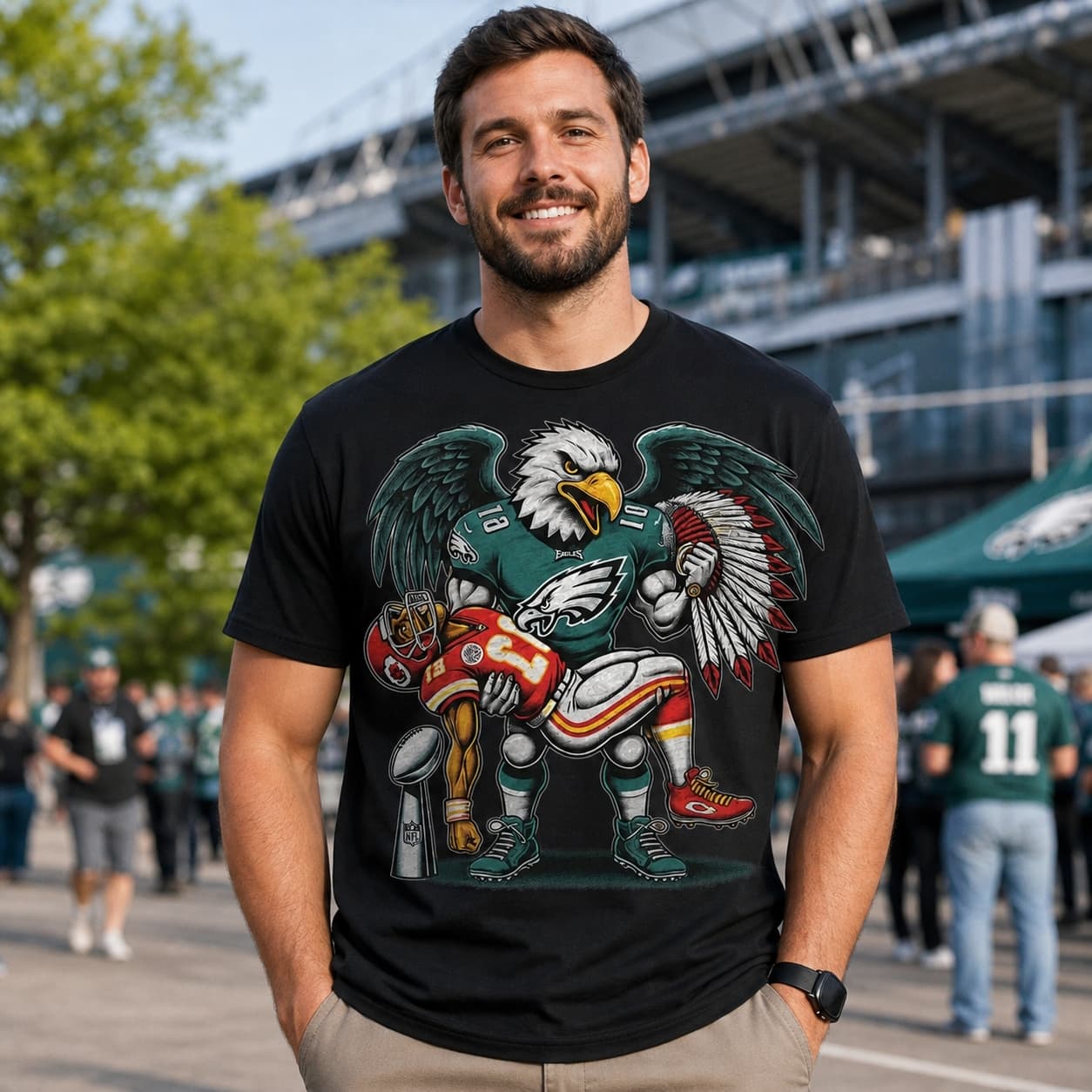Philadelphia Eagles vs. Kansas City Chiefs Exclusive Retro Rivalries Football Champs Artwork Shirt