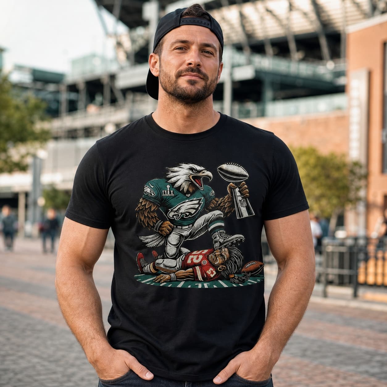 Philadelphia Eagles vs. Kansas City Chiefs Exclusive Retro Rivalries Football Super Bowl Champs Artwork Shirt