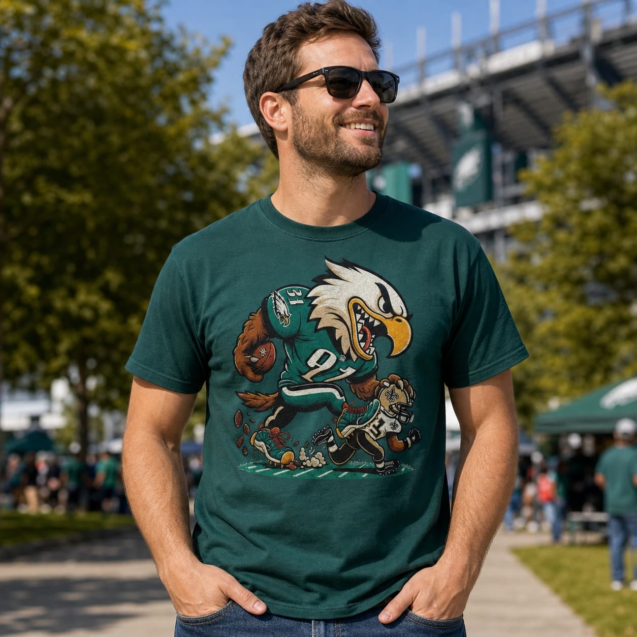 Philadelphia Eagles vs. New Orleans Saints Exclusive Retro Rivalries Football Artwork Shirt