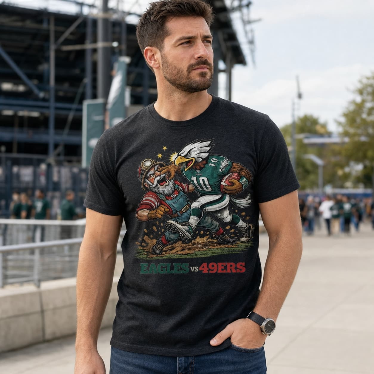 Philadelphia Eagles vs. San Francisco 49ers Retro Rivalries Football T-Shirt