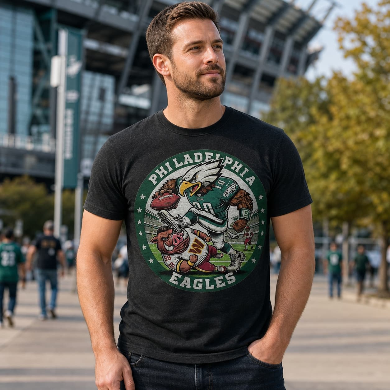 Philadelphia Eagles vs. Washington Commanders Exclusive Retro Rivalries Football Circle Artwork Shirt