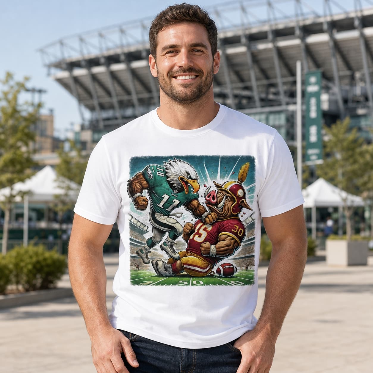 Philadelphia Eagles vs. Washington Commanders Exclusive Retro Rivalries Football Punch Artwork Shirt