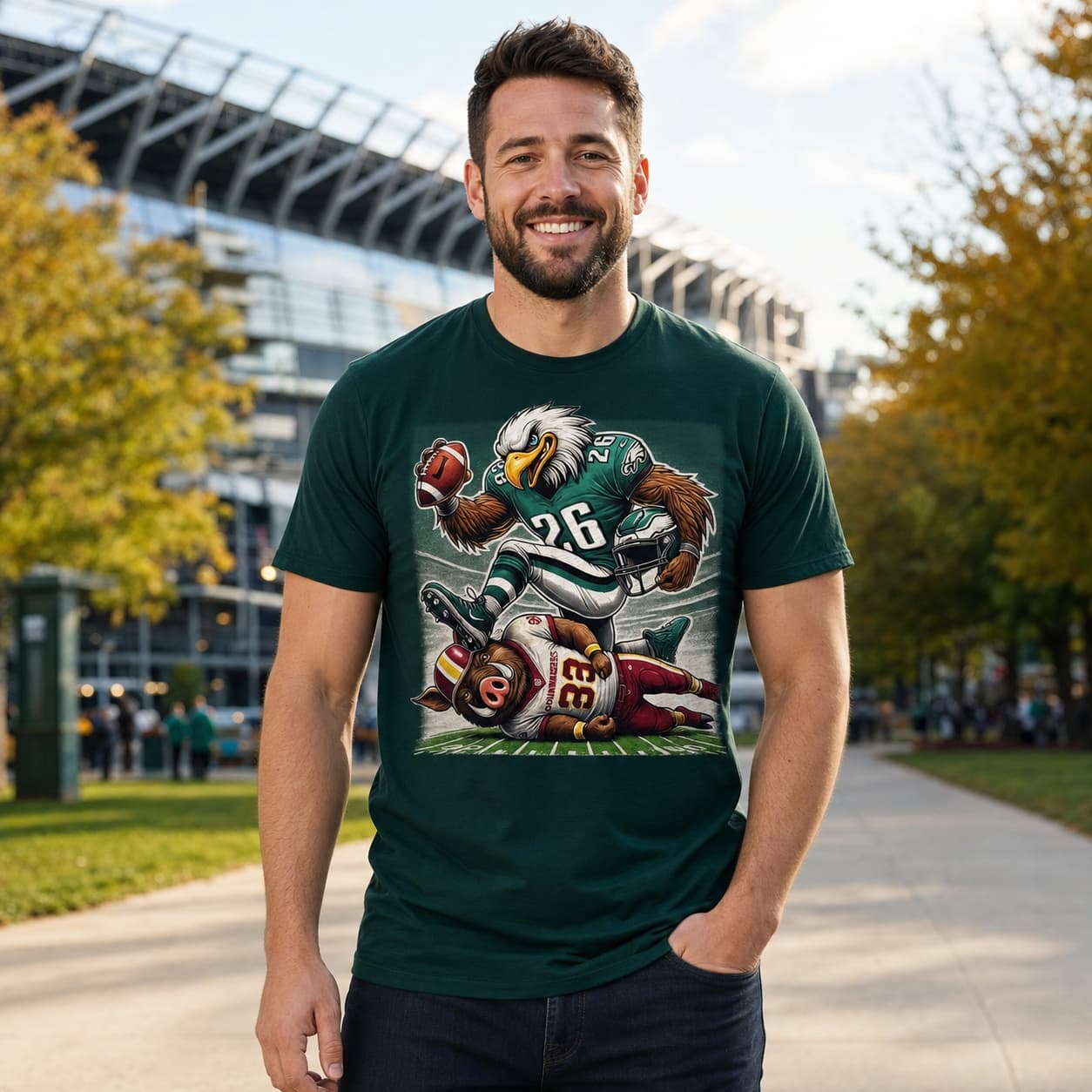Philadelphia Eagles vs. Washington Commanders Exclusive Retro Rivalries Football Stomp Artwork Shirt