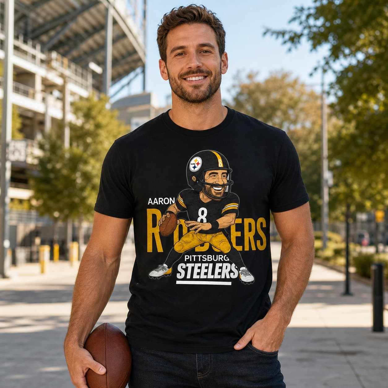 Pittsburgh Steelers Aaron Rodgers Retro Football Artwork Shirt