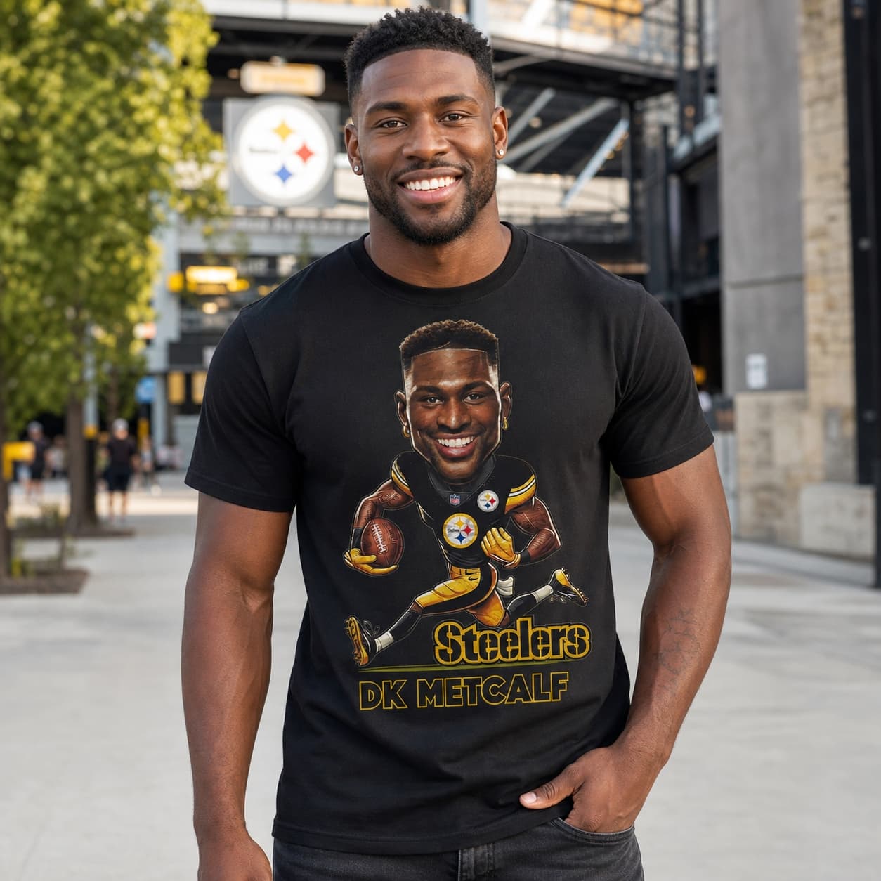 Pittsburgh Steelers DK Metcalf Exclusive Retro Football Artwork Shirt
