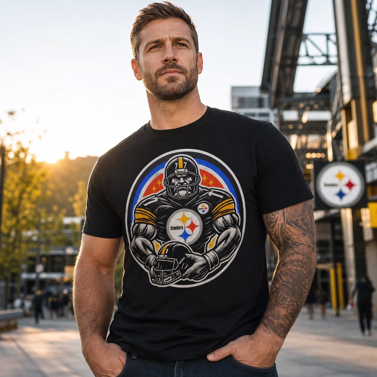 Pittsburgh Steelers Exclusive Retro Football Circle Artwork Shirt