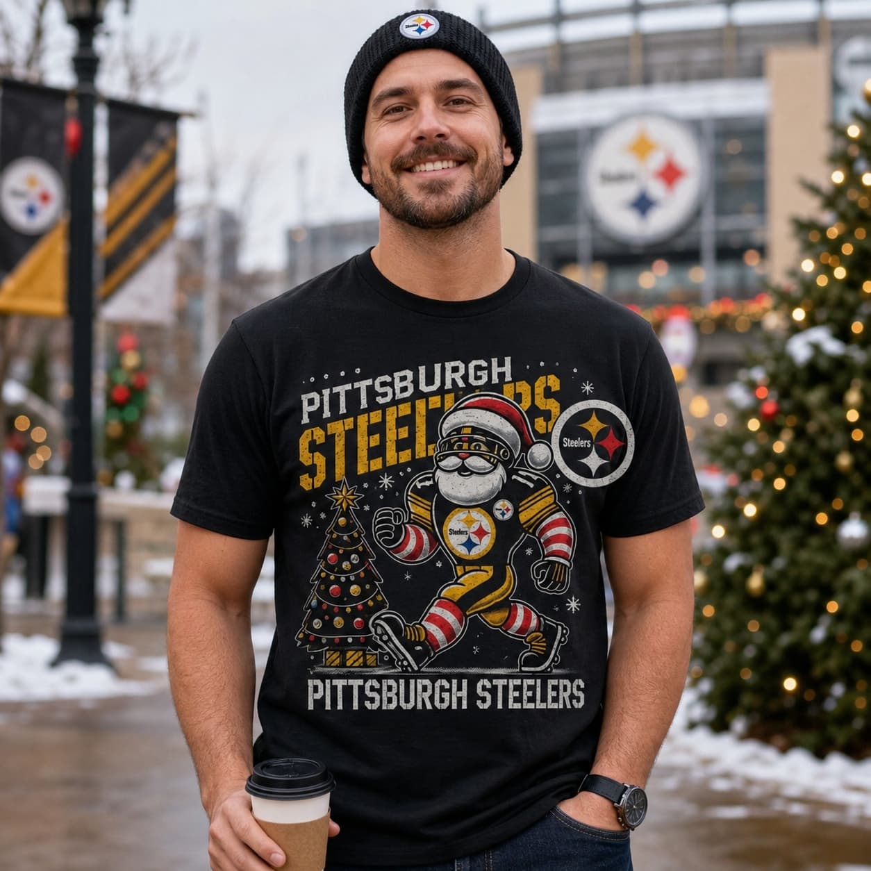 Pittsburgh Steelers Holiday Exclusive Retro Football Artwork Shirt