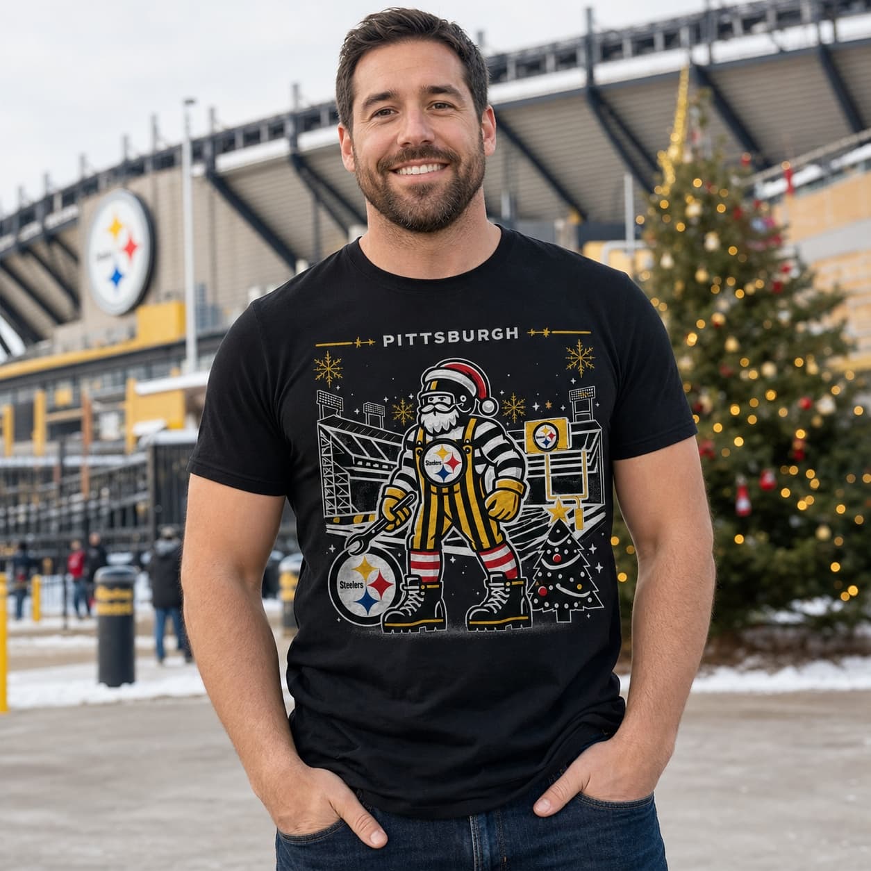 Pittsburgh Steelers Holiday Stadium Exclusive Retro Football Artwork Shirt