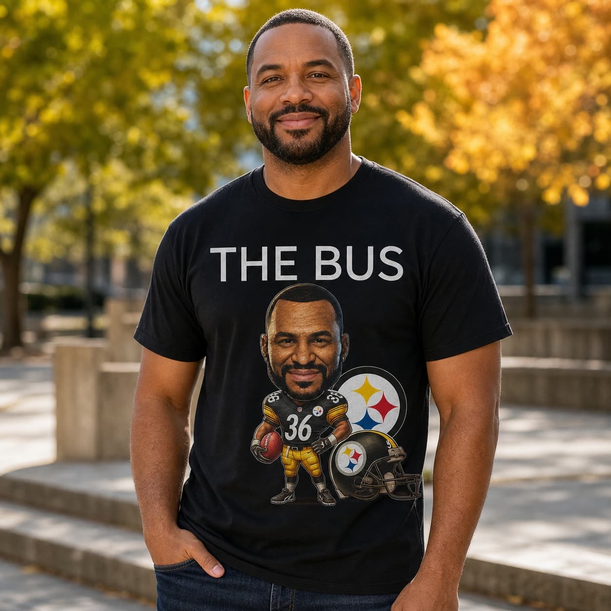 Pittsburgh Steelers Jerome Bettis The Bus Exclusive Retro Football 1998 Artwork Shirt