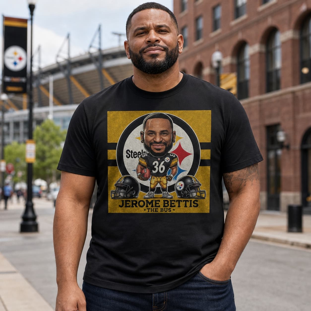 Pittsburgh Steelers Jerome The Bus Bettis Exclusive Retro Football 1997 Artwork Shirt