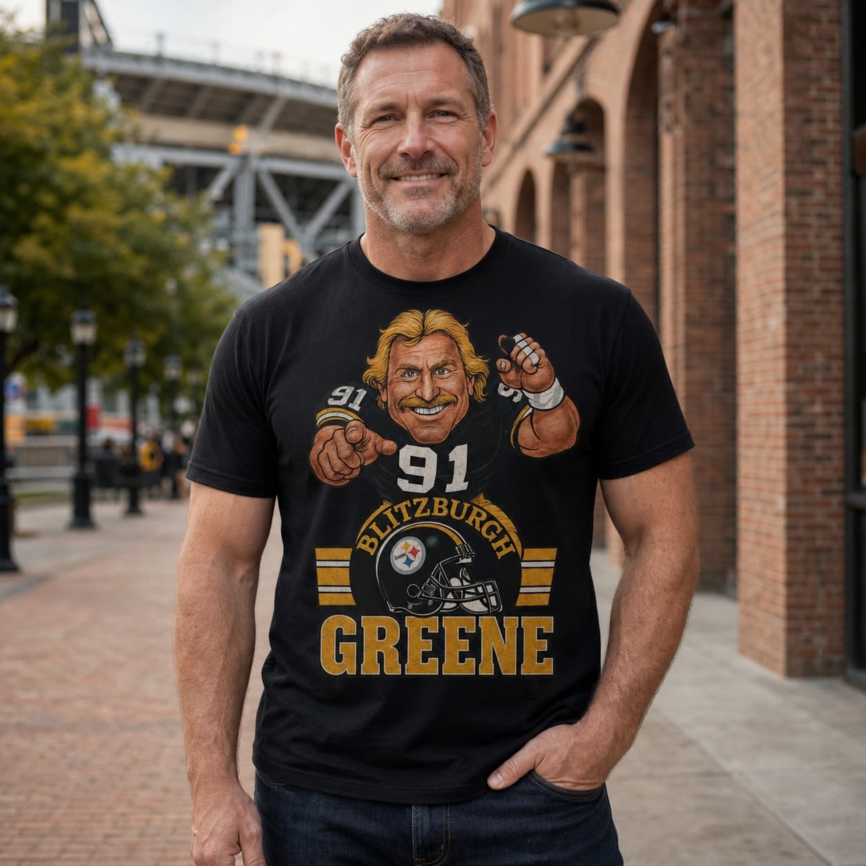 Pittsburgh Steelers Kevin Greene Blitzburgh Exclusive Retro Football 1993 Artwork Shirt