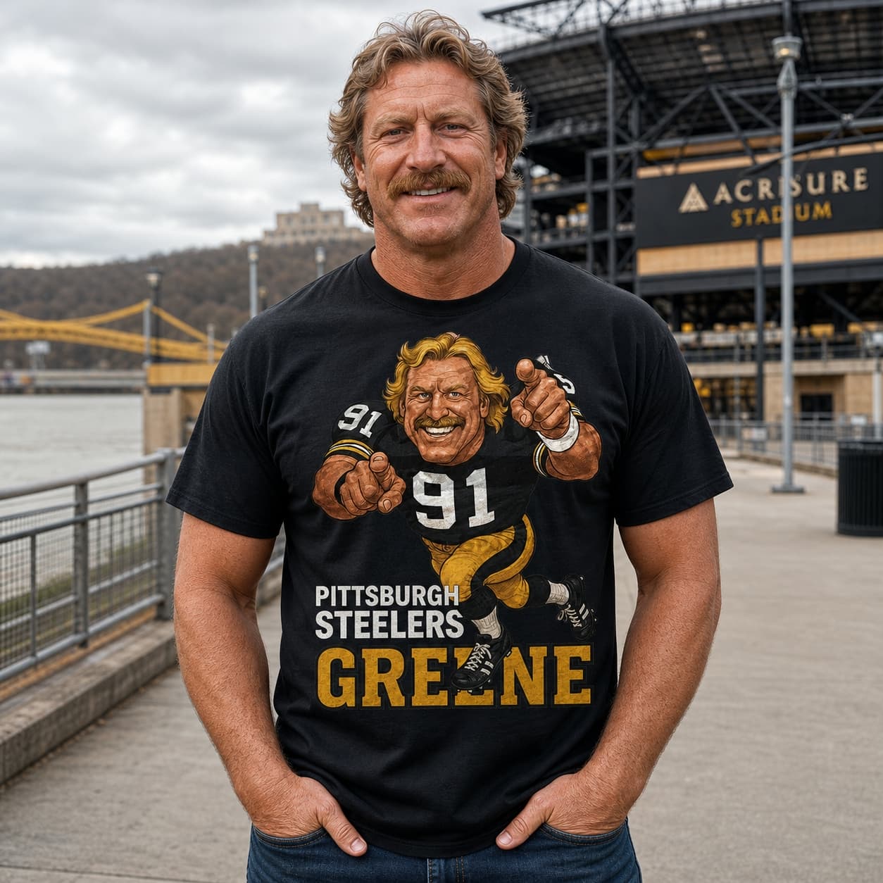 Pittsburgh Steelers Kevin Greene Exclusive Retro Football 1994 Artwork Shirt