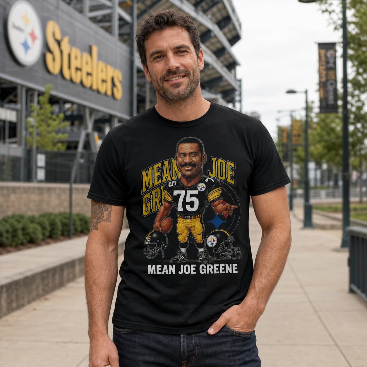 Pittsburgh Steelers Mean Joe Greene Exclusive Retro Football 1975 Artwork Shirt