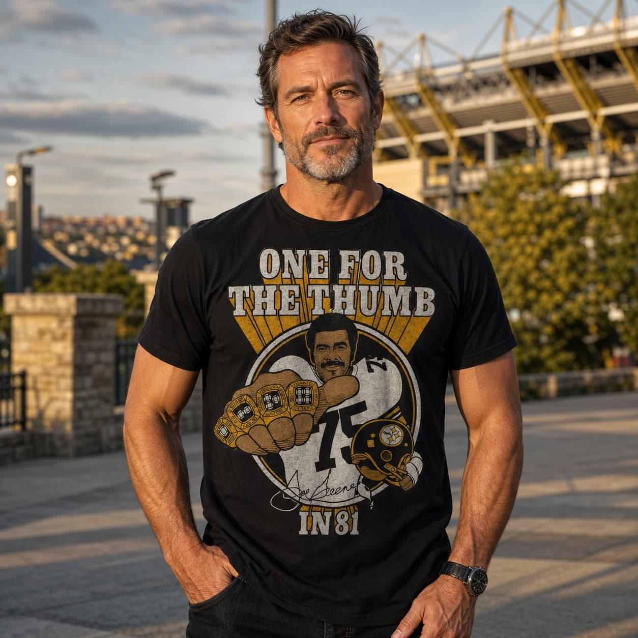 Pittsburgh Steelers Mean Joe Greene Super Bowl Champs Retro Football 1981 Artwork Shirt