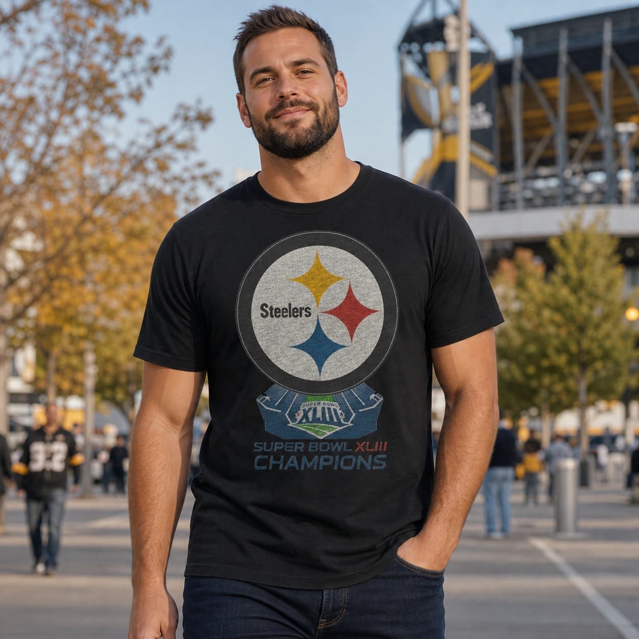 Pittsburgh Steelers Retro Football Super Bowl Champs Artwork Shirt