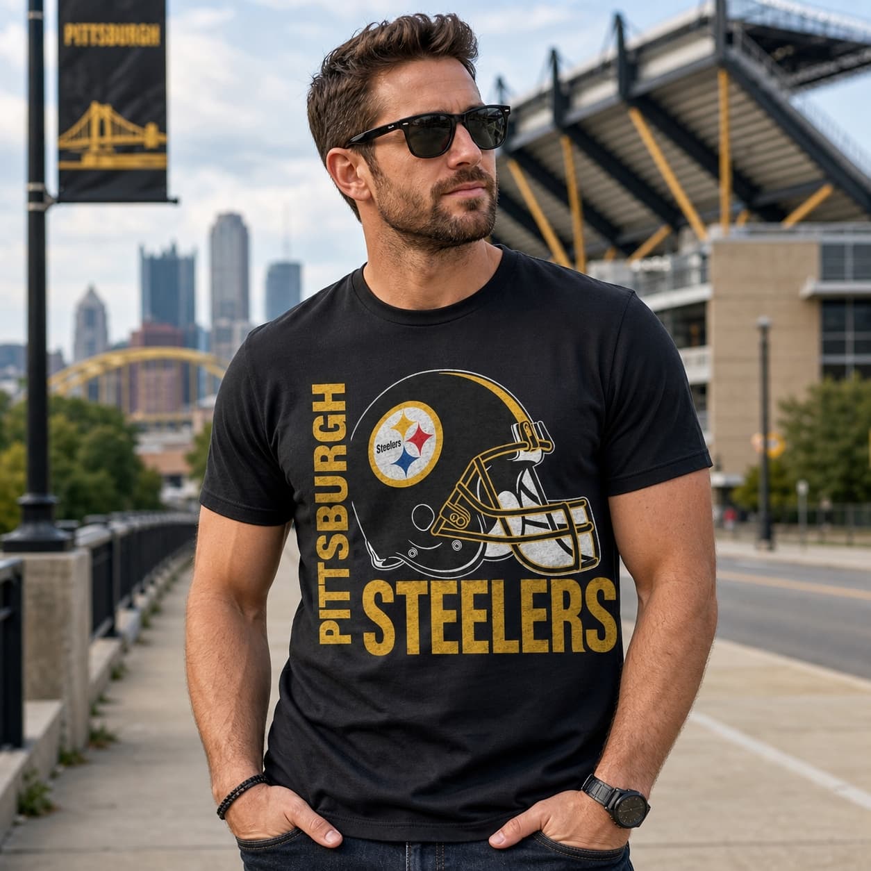 Pittsburgh Steelers Retro Rivals Football Helmet Artwork Shirt