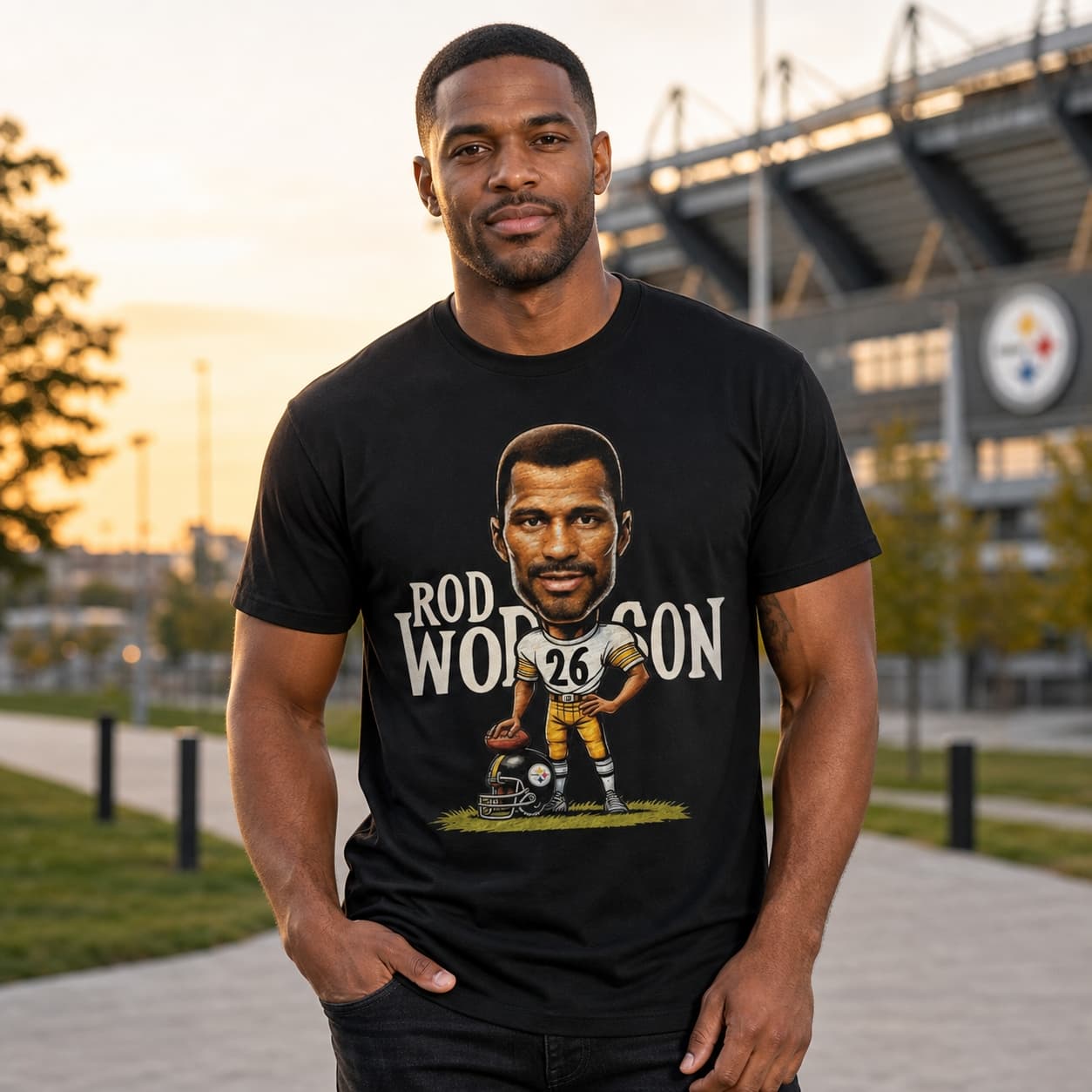 Pittsburgh Steelers Rod Woodson Exclusive Retro Football 1989 Artwork Shirt