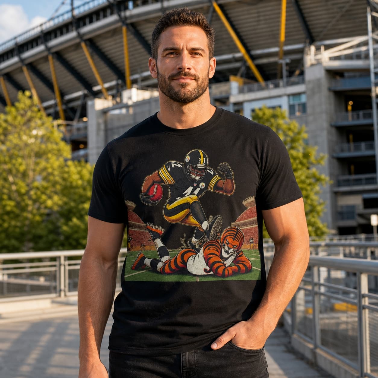 Pittsburgh Steelers vs. Cincinnati Bengals Retro Rivalry Football 1993 Artwork Shirt