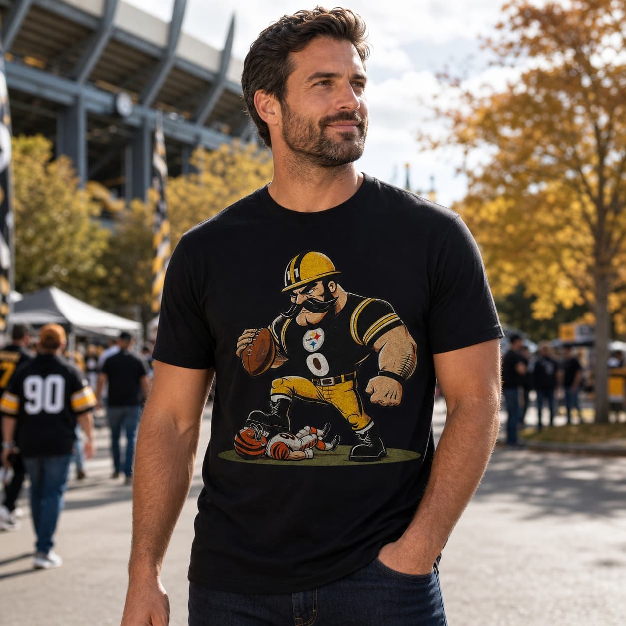 Pittsburgh Steelers vs. Cincinnati Bengals Retro Rivalry Football Mascot 1979 Artwork Shirt