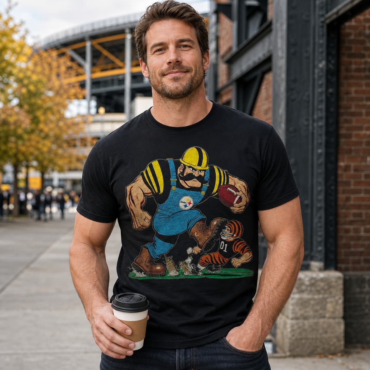 Pittsburgh Steelers vs. Cincinnati Bengals Retro Rivalry Football Mascot 1981 Artwork Shirt