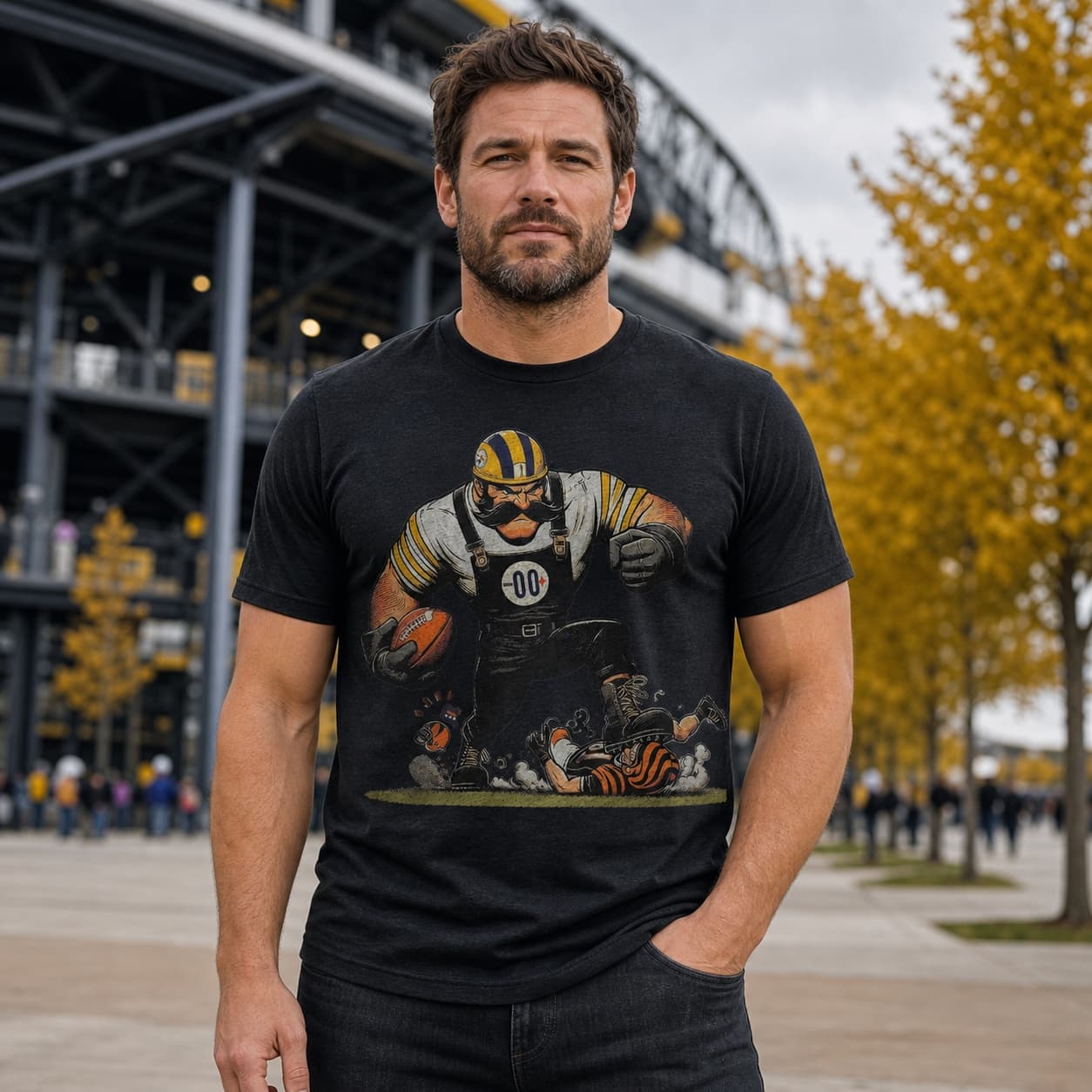 Pittsburgh Steelers vs. Cincinnati Bengals Retro Rivalry Football Mascot 1983 Artwork Shirt