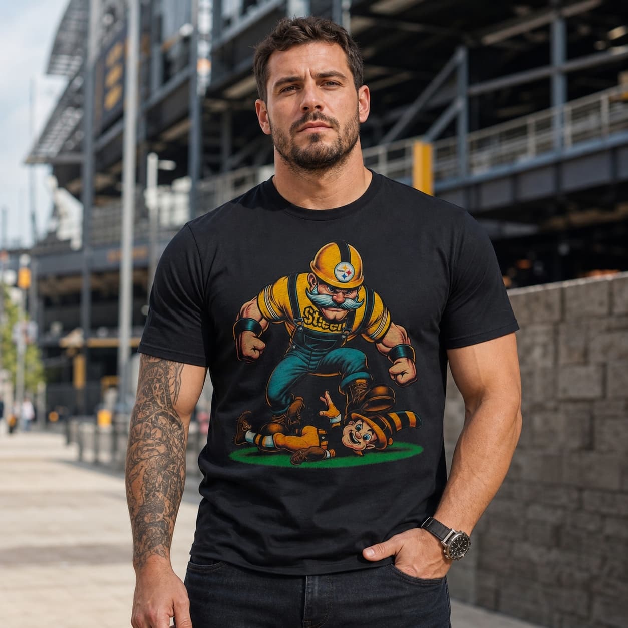 Pittsburgh Steelers vs. Cleveland Browns Retro Rivalry Football Mascot 1984 Artwork Shirt