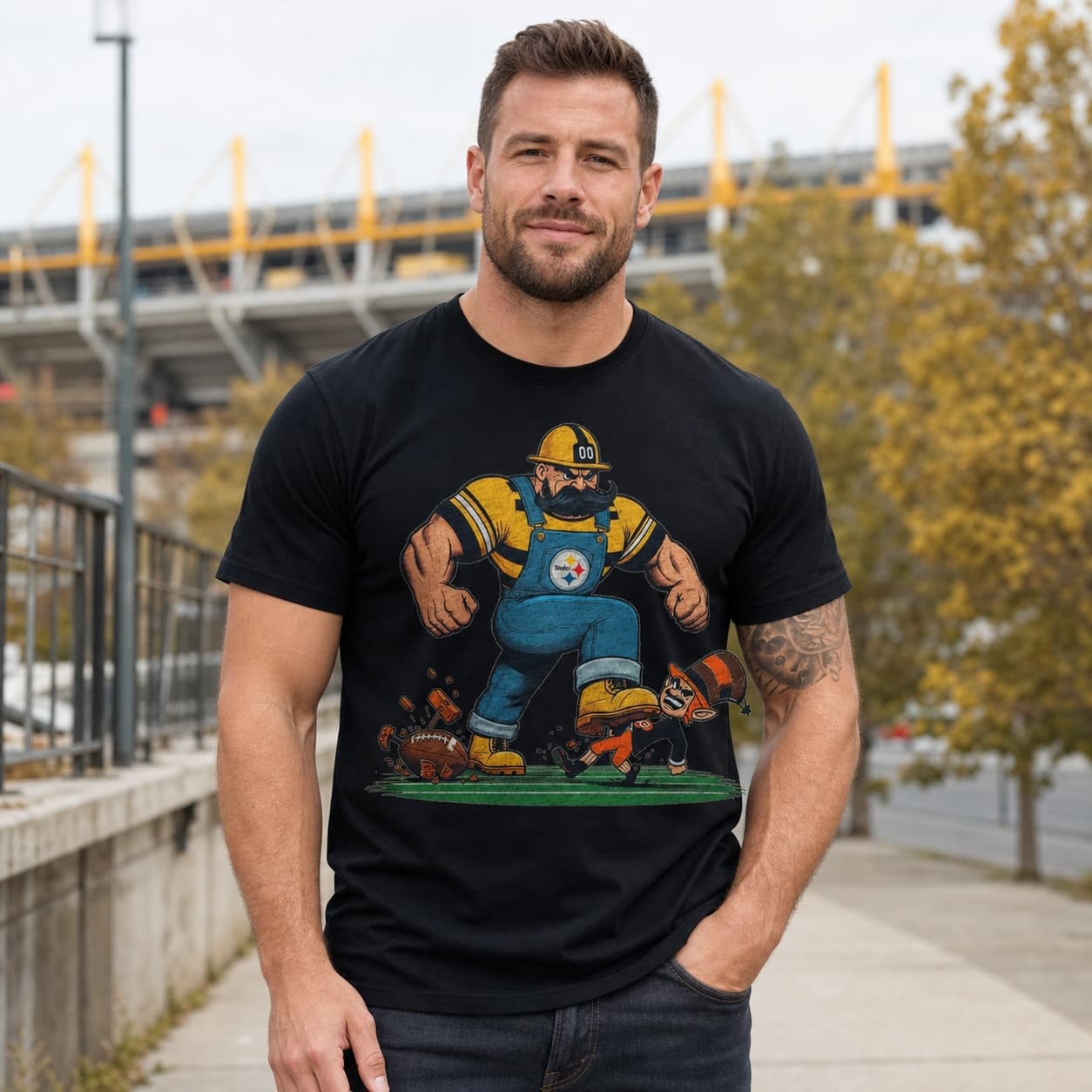 Pittsburgh Steelers vs. Cleveland Browns Retro Rivalry Football Mascot 1985 Artwork Shirt