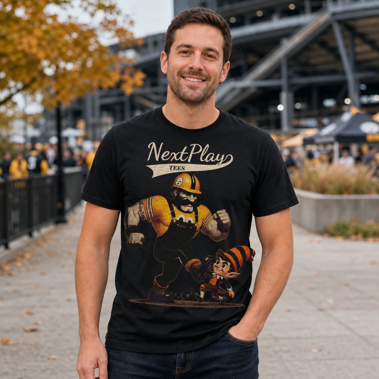 Pittsburgh Steelers vs. Cleveland Browns Retro Rivalry Football Mascot 1988 Artwork Shirt