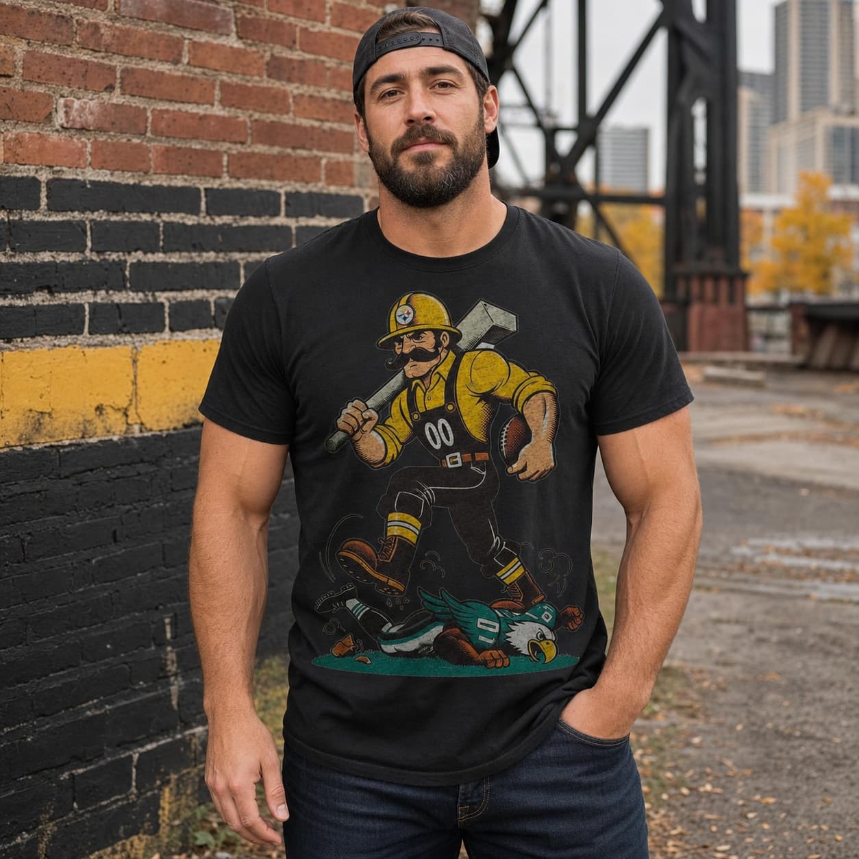 Pittsburgh Steelers vs. Philadelphia Eagles Retro Rivalry Steely McBeam Football 1988 Artwork Shirt
